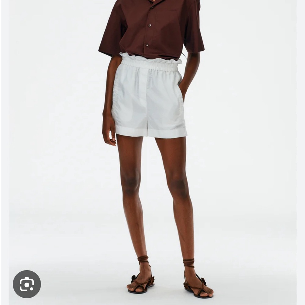 Tibi // Crispy Nylon Easy Pullon Shorts, White